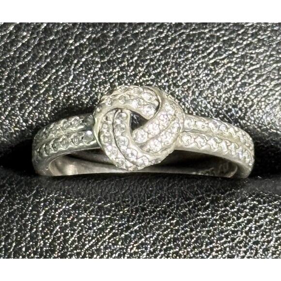 Pandora Sterling Silver Cubic Zirconia Love Knot Ring Size 6.50 M28 - Picture 1 of 9